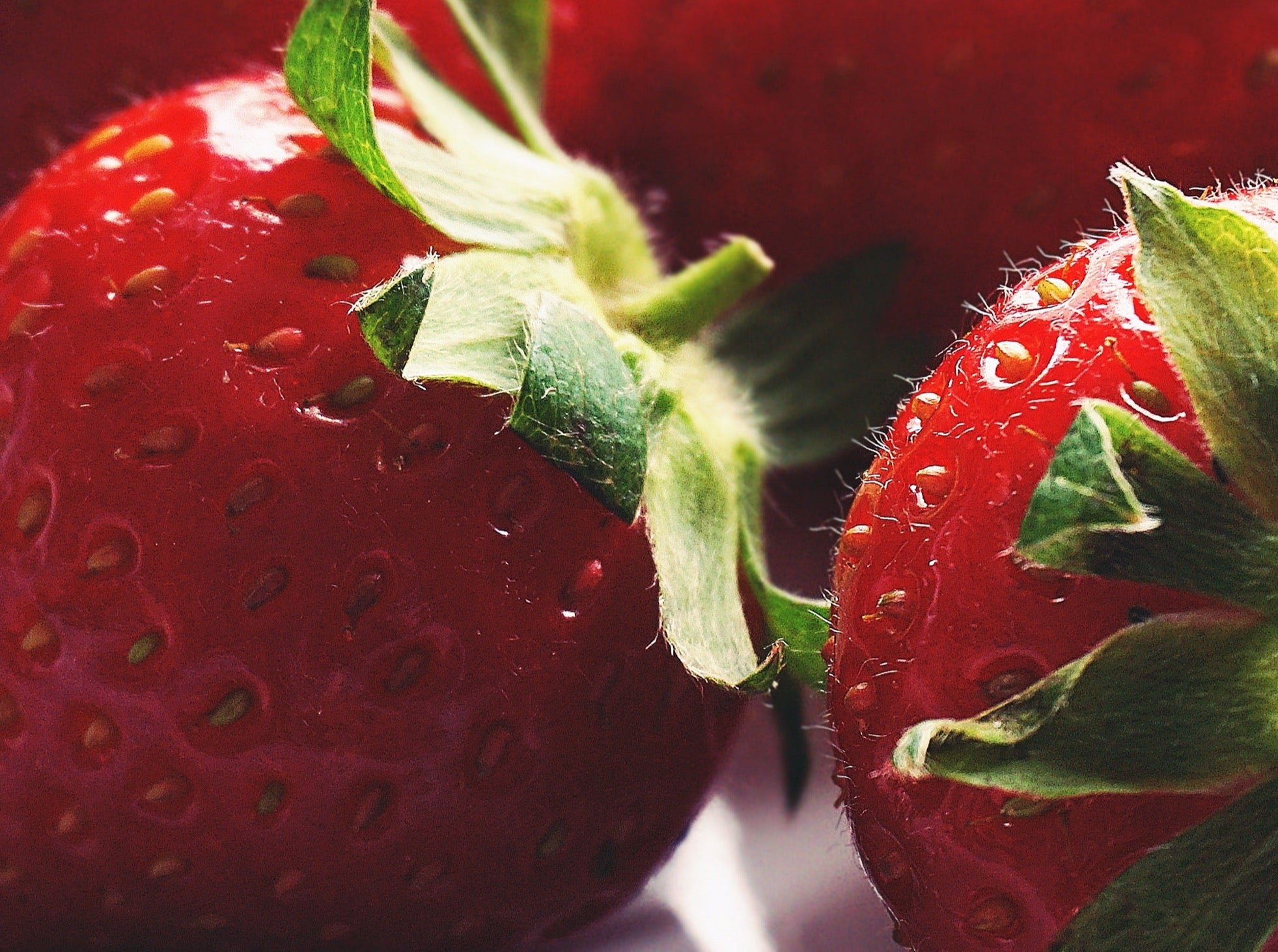 Close up shot of fresh strawberries.